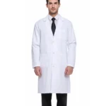 Lapel Notch Long Lab Coat for Professionals