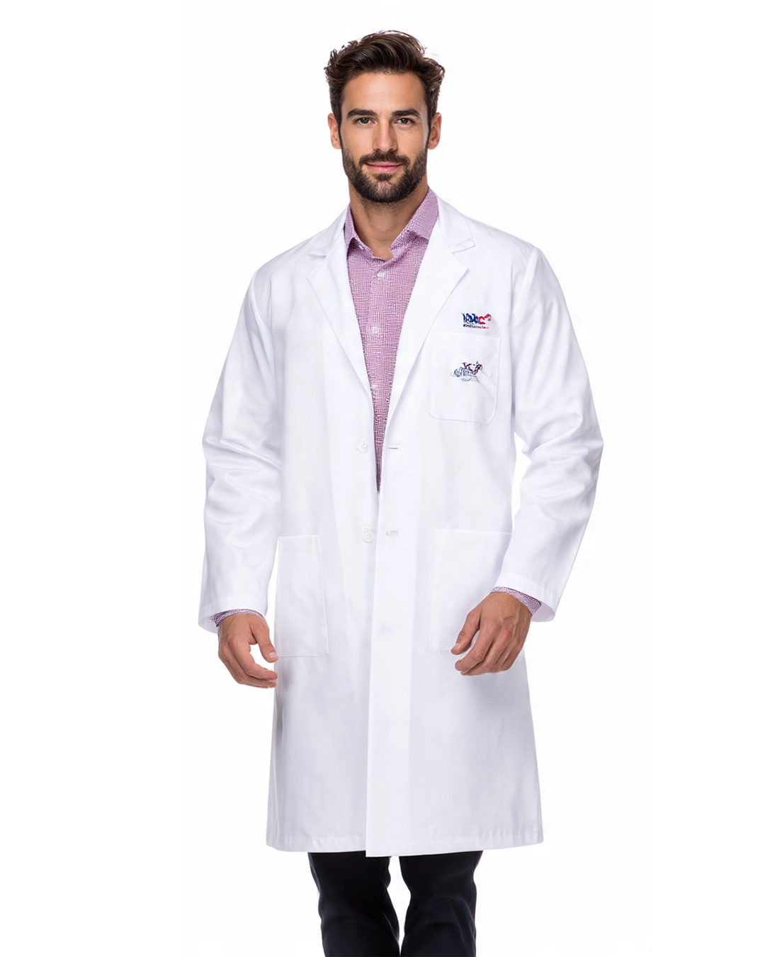 04 Lapel Notch Long Lab Coat for Professionals - Image 1