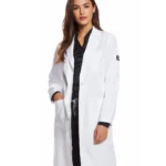 Lapel Notch Long Lab Coat for Professionals