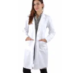 Lapel Notch Long Lab Coat for Professionals
